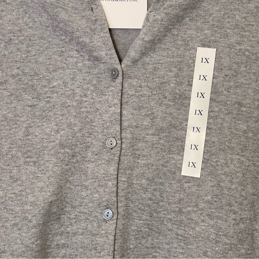 CROFT & BARROW Gray Cardigan Button Down Long Sleeve Top Sweater Plus Sz 1X NEW - Picture 3 of 8